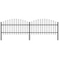 vidaXL Clôture de jardin à dessus en lance Acier (1-1,25)x3,4 m Noir