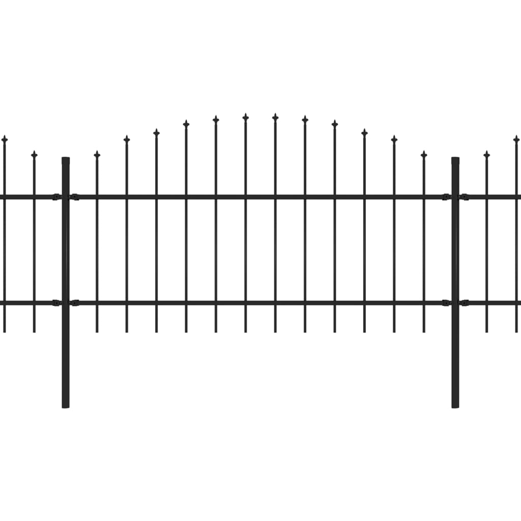 vidaXL Clôture de jardin à dessus en lance Acier (1-1,25)x3,4 m Noir