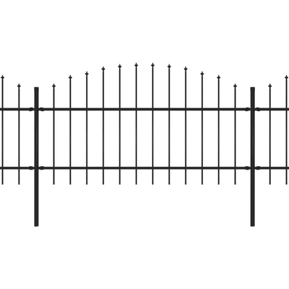 vidaXL Clôture de jardin à dessus en lance Acier (1-1,25)x3,4 m Noir