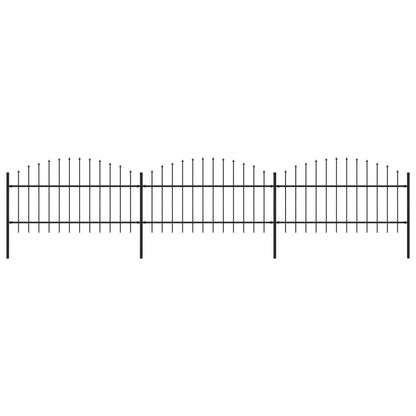 vidaXL Clôture de jardin à dessus en lance Acier (1-1,25)x5,1 m Noir