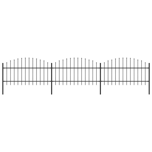 vidaXL Clôture de jardin à dessus en lance Acier (1-1,25)x5,1 m Noir