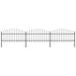vidaXL Clôture de jardin à dessus en lance Acier (1-1,25)x5,1 m Noir