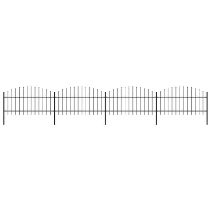 vidaXL Clôture de jardin à dessus en lance Acier (1-1,25)x6,8 m Noir