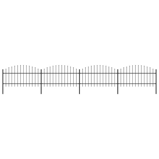 vidaXL Clôture de jardin à dessus en lance Acier (1-1,25)x6,8 m Noir