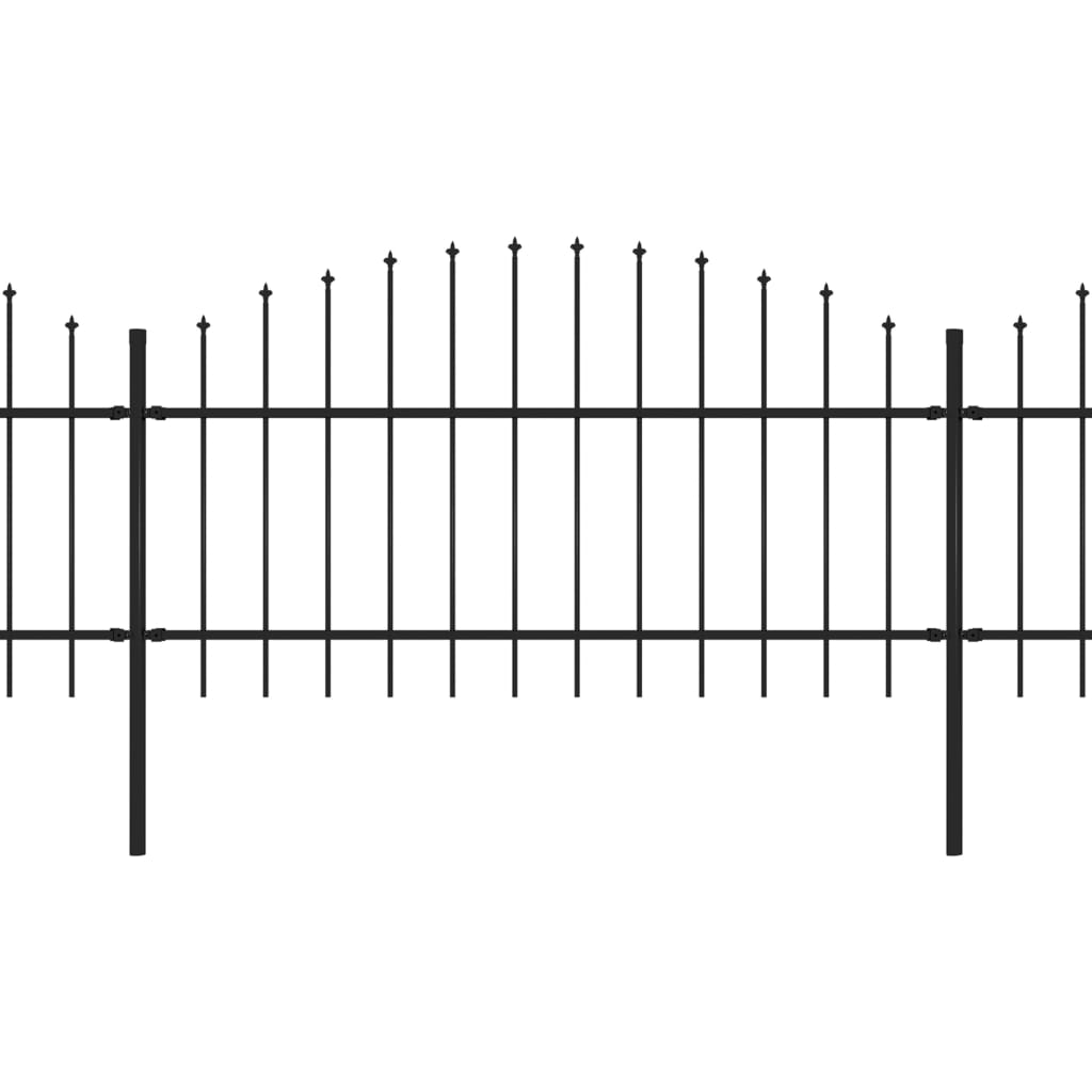 vidaXL Clôture de jardin à dessus en lance Acier (1-1,25)x6,8 m Noir