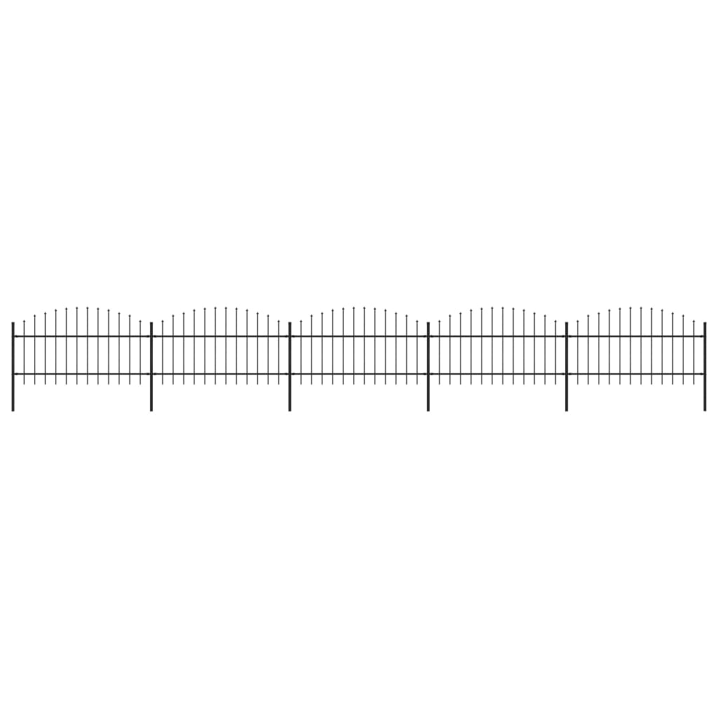 vidaXL Clôture de jardin à dessus en lance Acier (1-1,25)x8,5 m Noir