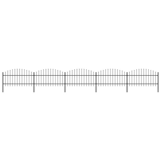 vidaXL Clôture de jardin à dessus en lance Acier (1-1,25)x8,5 m Noir