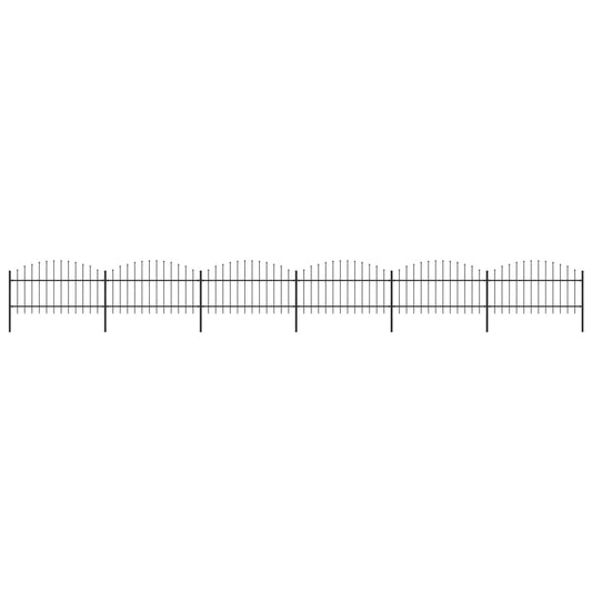 vidaXL Clôture de jardin à dessus en lance Acier (1-1,25)x10,2 m Noir