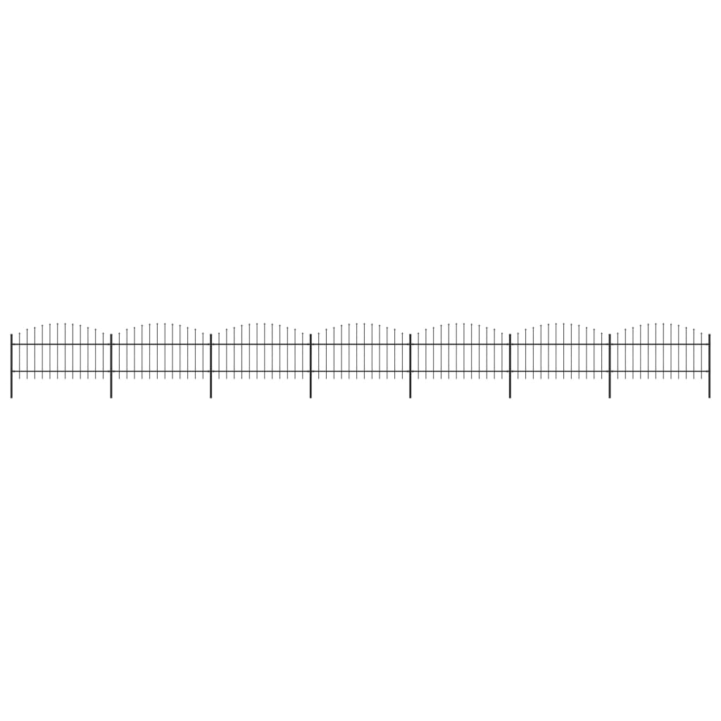 vidaXL Clôture de jardin à dessus en lance Acier (1-1,25)x11,9 m Noir