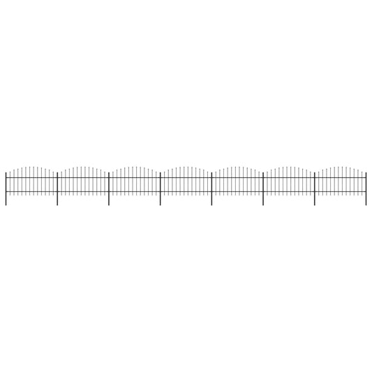vidaXL Clôture de jardin à dessus en lance Acier (1-1,25)x11,9 m Noir