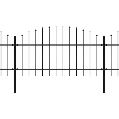 vidaXL Clôture de jardin à dessus en lance Acier (1-1,25)x11,9 m Noir