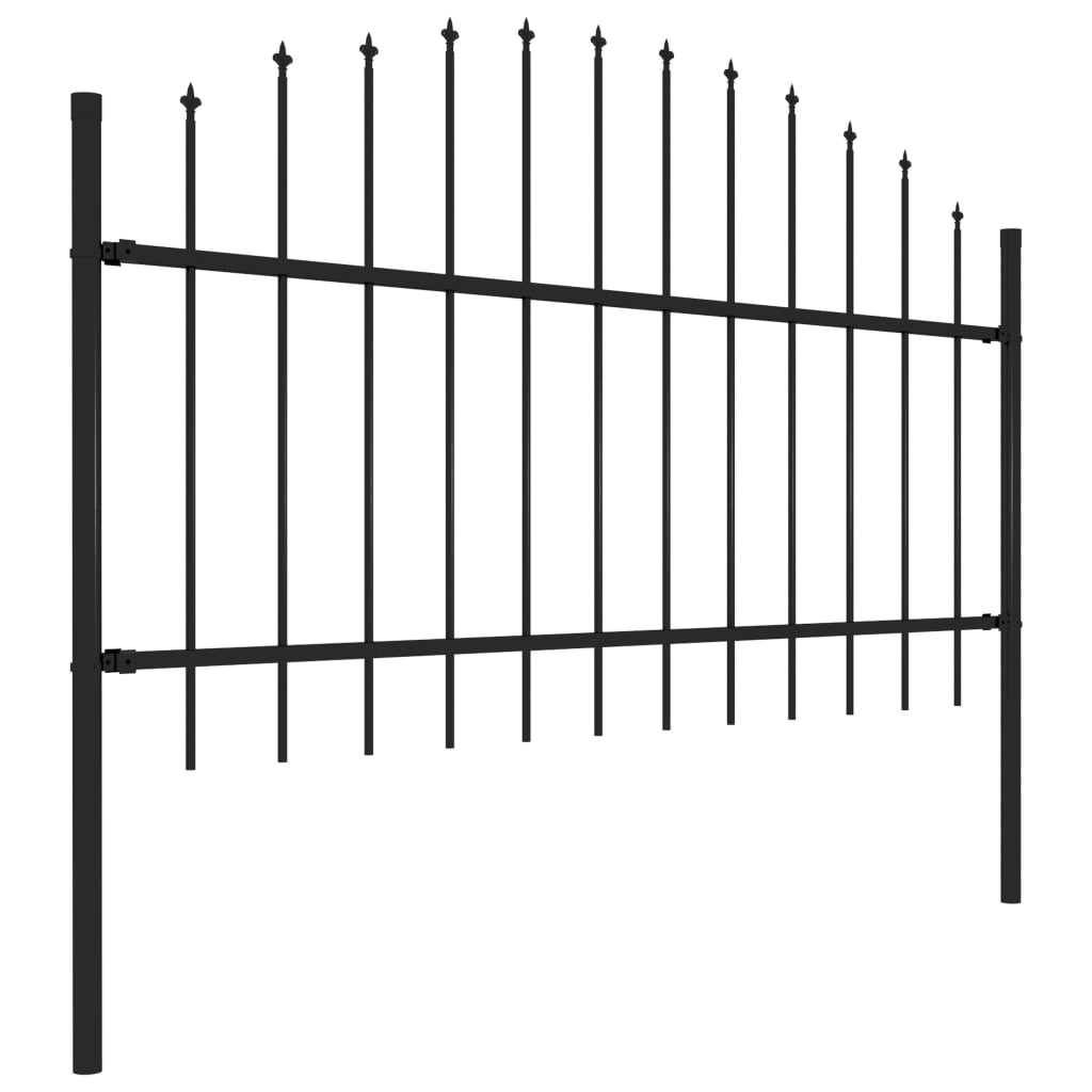vidaXL Clôture de jardin à dessus en lance Acier (1-1,25)x11,9 m Noir