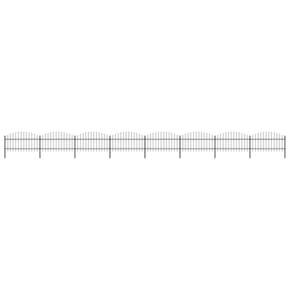vidaXL Clôture de jardin à dessus en lance Acier (1-1,25)x13,6 m Noir