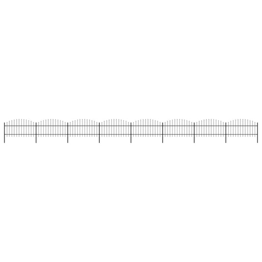 vidaXL Clôture de jardin à dessus en lance Acier (1-1,25)x13,6 m Noir