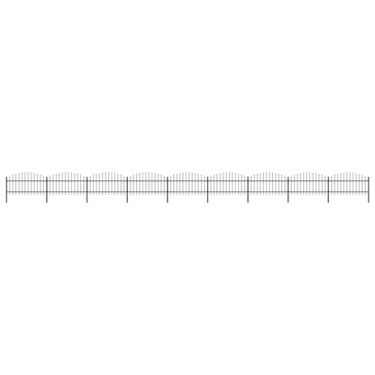 vidaXL Clôture de jardin à dessus en lance Acier (1-1,25)x15,3 m Noir