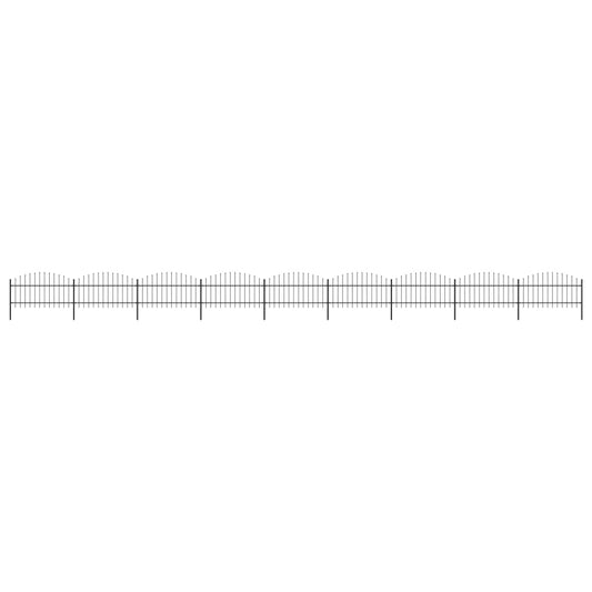 vidaXL Clôture de jardin à dessus en lance Acier (1-1,25)x15,3 m Noir