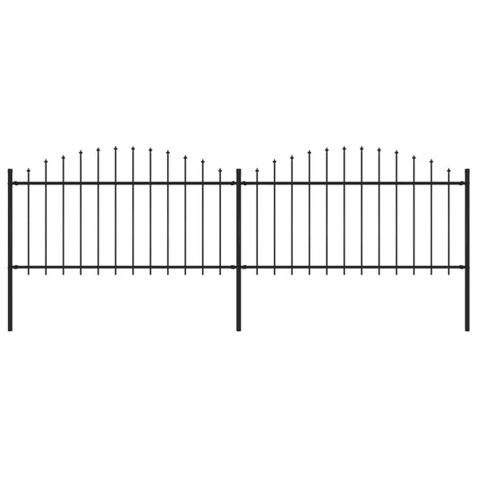 vidaXL Clôture de jardin à dessus en lance Acier (1,25-1,5)x3,4 m Noir