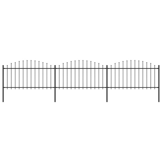 vidaXL Clôture de jardin à dessus en lance Acier (1,25-1,5)x5,1 m Noir