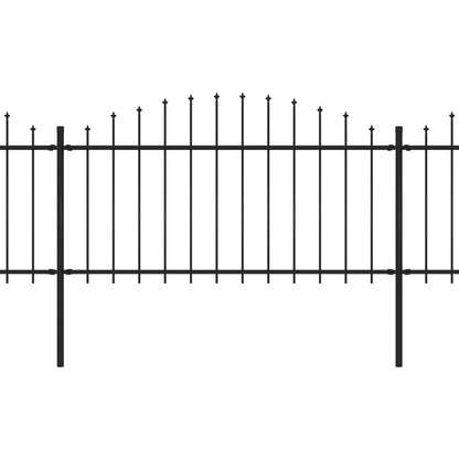 vidaXL Clôture de jardin à dessus en lance Acier (1,25-1,5)x5,1 m Noir