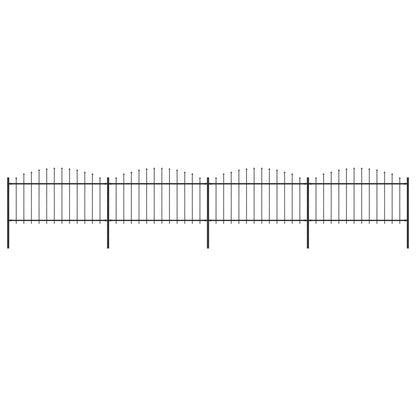vidaXL Clôture de jardin à dessus en lance Acier (1,25-1,5)x6,8 m Noir