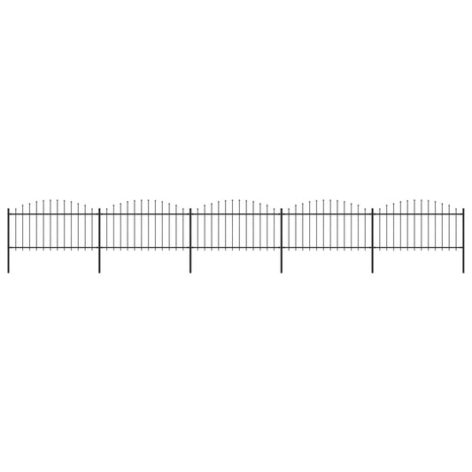vidaXL Clôture de jardin à dessus en lance Acier (1,25-1,5)x8,5 m Noir