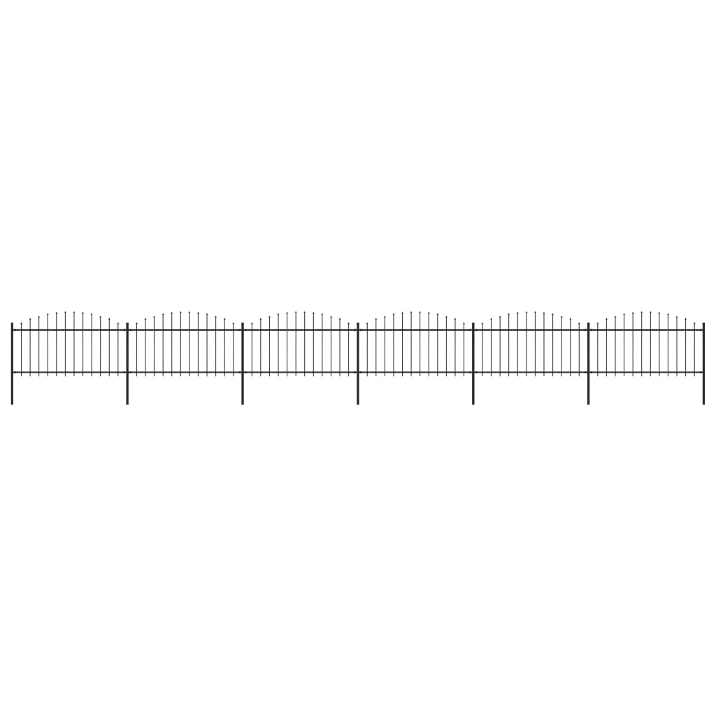 vidaXL Clôture de jardin à dessus en lance Acier (1,25-1,5)x10,2m Noir
