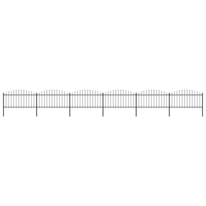 vidaXL Clôture de jardin à dessus en lance Acier (1,25-1,5)x10,2m Noir