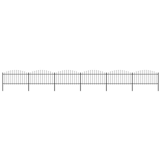 vidaXL Clôture de jardin à dessus en lance Acier (1,25-1,5)x10,2m Noir