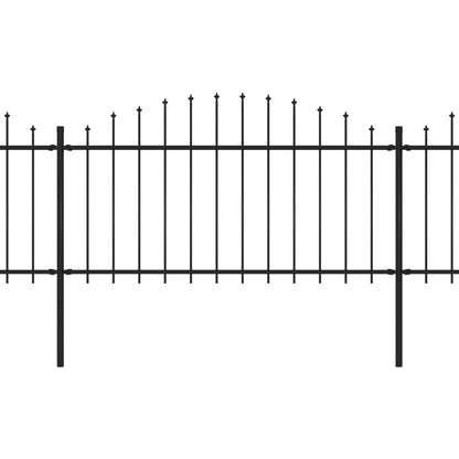 vidaXL Clôture de jardin à dessus en lance Acier (1,25-1,5)x10,2m Noir