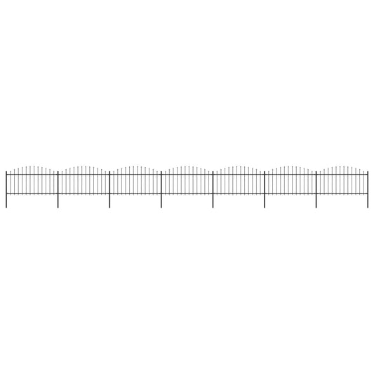vidaXL Clôture de jardin à dessus en lance Acier (1,25-1,5)x11,9m Noir