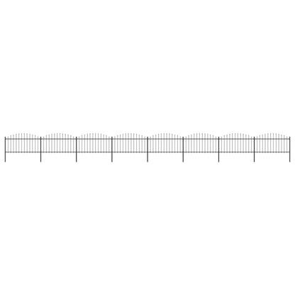vidaXL Clôture de jardin à dessus en lance Acier (1,25-1,5)x13,6m Noir