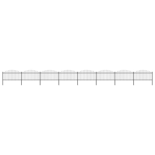vidaXL Clôture de jardin à dessus en lance Acier (1,25-1,5)x13,6m Noir