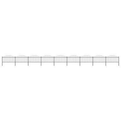 vidaXL Clôture de jardin à dessus en lance Acier (1,25-1,5)x15,3m Noir