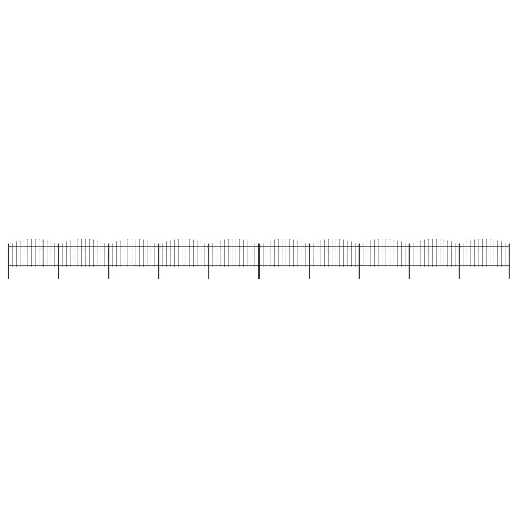 vidaXL Clôture de jardin à dessus en lance Acier (1,25-1,5)x17 m Noir