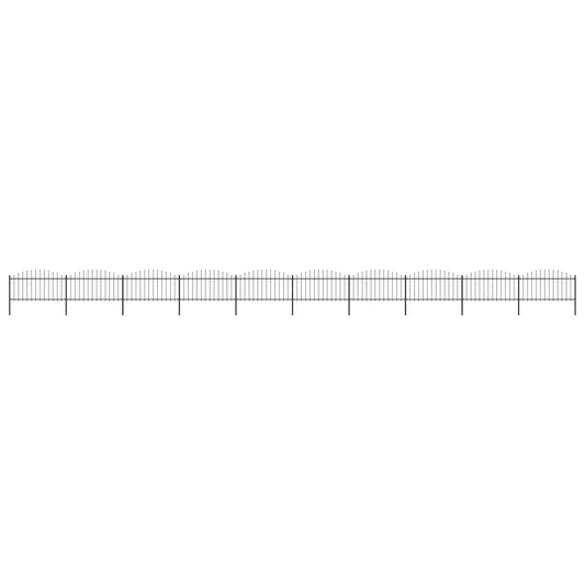 vidaXL Clôture de jardin à dessus en lance Acier (1,25-1,5)x17 m Noir