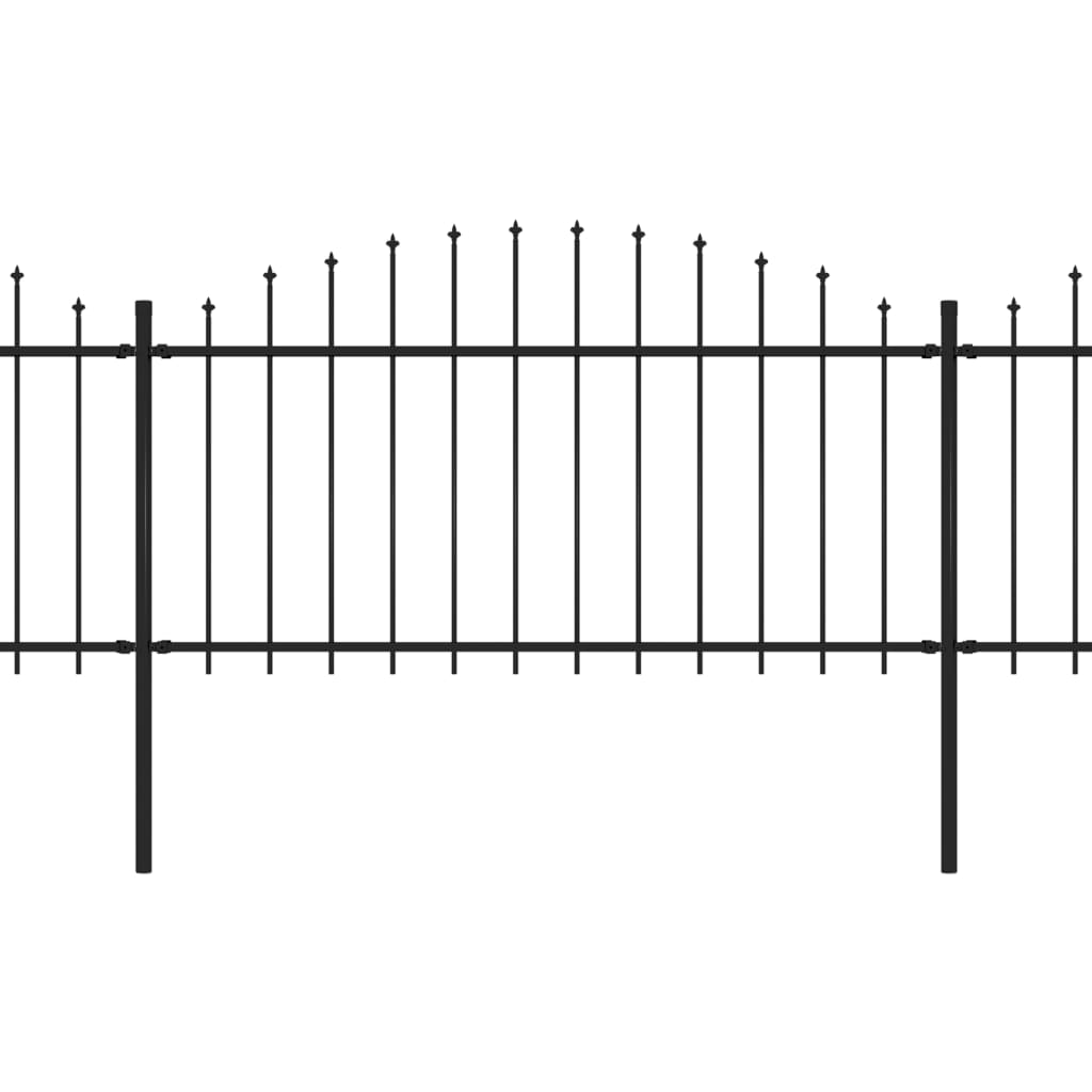 vidaXL Clôture de jardin à dessus en lance Acier (1,25-1,5)x17 m Noir