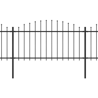 vidaXL Clôture de jardin à dessus en lance Acier (1,25-1,5)x17 m Noir