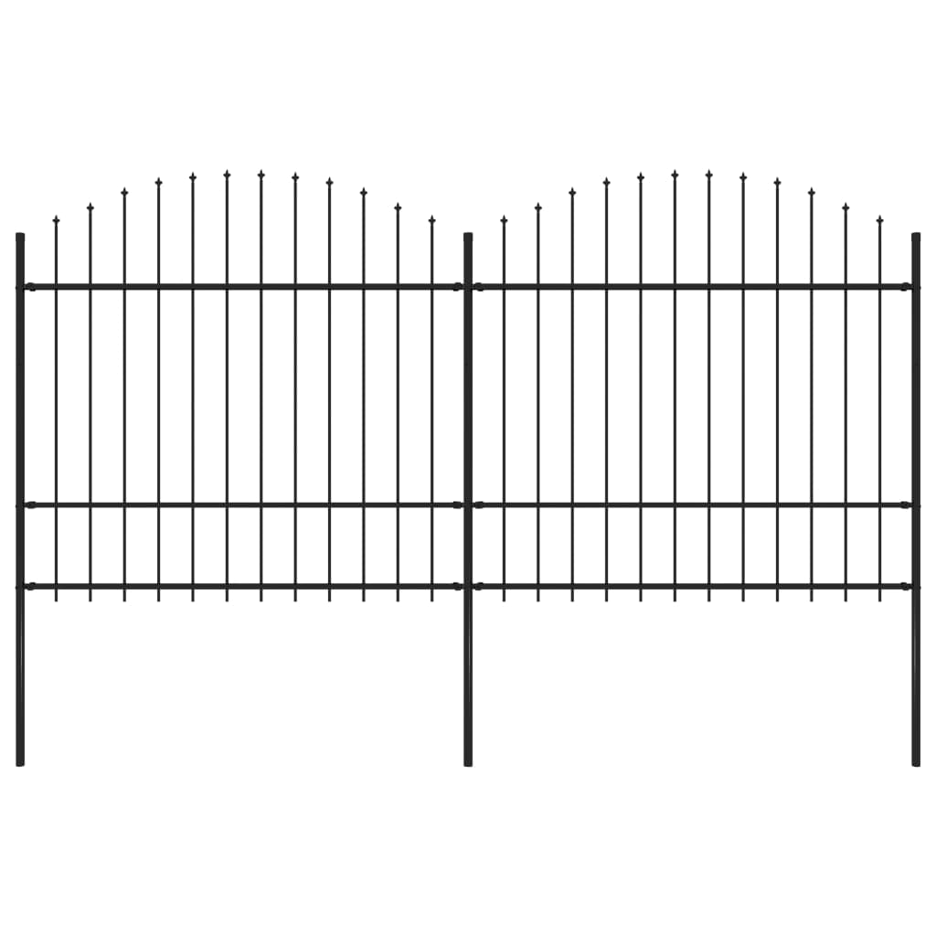 vidaXL Clôture de jardin à dessus en lance Acier (1,5-1,75)x3,4 m Noir