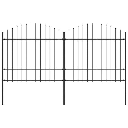 vidaXL Clôture de jardin à dessus en lance Acier (1,5-1,75)x3,4 m Noir