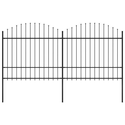 vidaXL Clôture de jardin à dessus en lance Acier (1,5-1,75)x3,4 m Noir