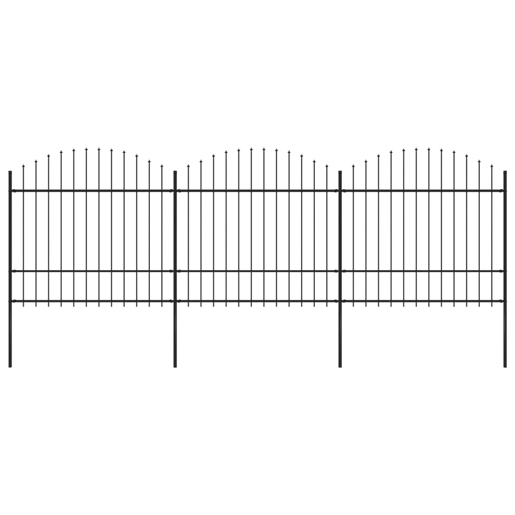 vidaXL Clôture de jardin à dessus en lance Acier (1,5-1,75)x5,1 m Noir