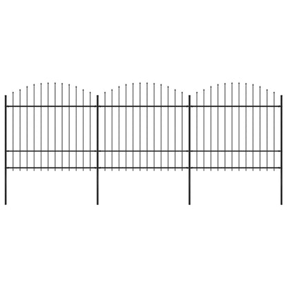 vidaXL Clôture de jardin à dessus en lance Acier (1,5-1,75)x5,1 m Noir