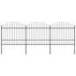 vidaXL Clôture de jardin à dessus en lance Acier (1,5-1,75)x5,1 m Noir