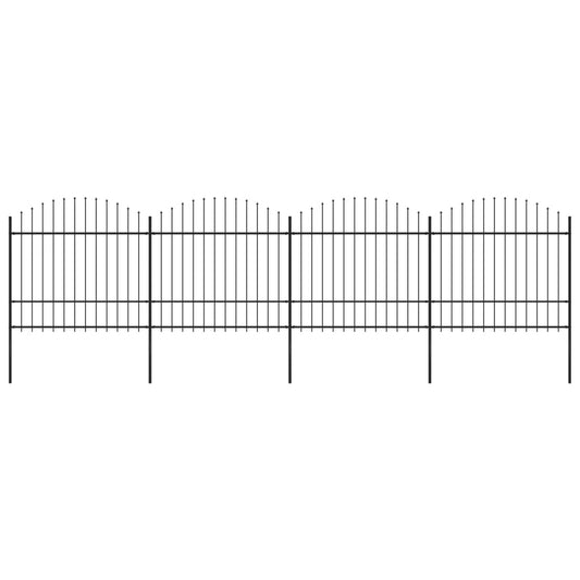 vidaXL Clôture de jardin à dessus en lance Acier (1,5-1,75)x6,8 m Noir