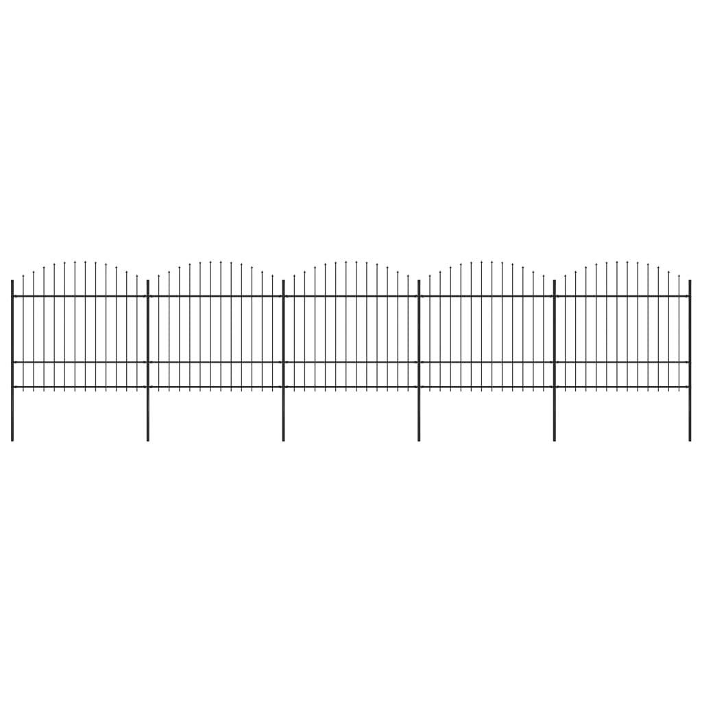 vidaXL Clôture de jardin à dessus en lance Acier (1,5-1,75)x8,5 m Noir