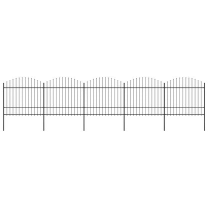 vidaXL Clôture de jardin à dessus en lance Acier (1,5-1,75)x8,5 m Noir