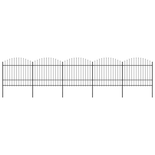 vidaXL Clôture de jardin à dessus en lance Acier (1,5-1,75)x8,5 m Noir