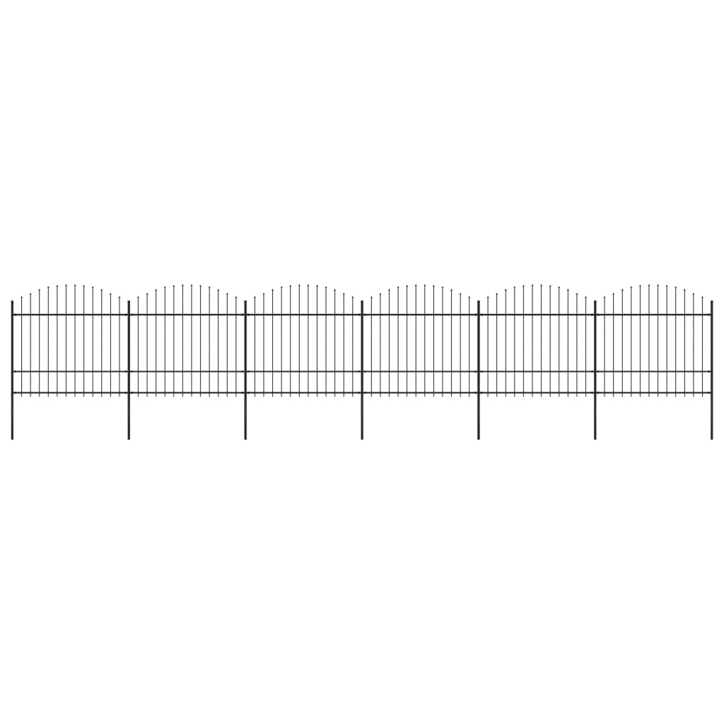 vidaXL Clôture de jardin à dessus en lance Acier (1,5-1,75)x10,2m Noir