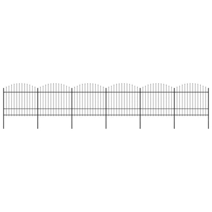 vidaXL Clôture de jardin à dessus en lance Acier (1,5-1,75)x10,2m Noir