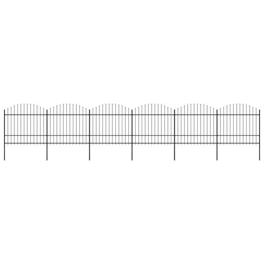 vidaXL Clôture de jardin à dessus en lance Acier (1,5-1,75)x10,2m Noir